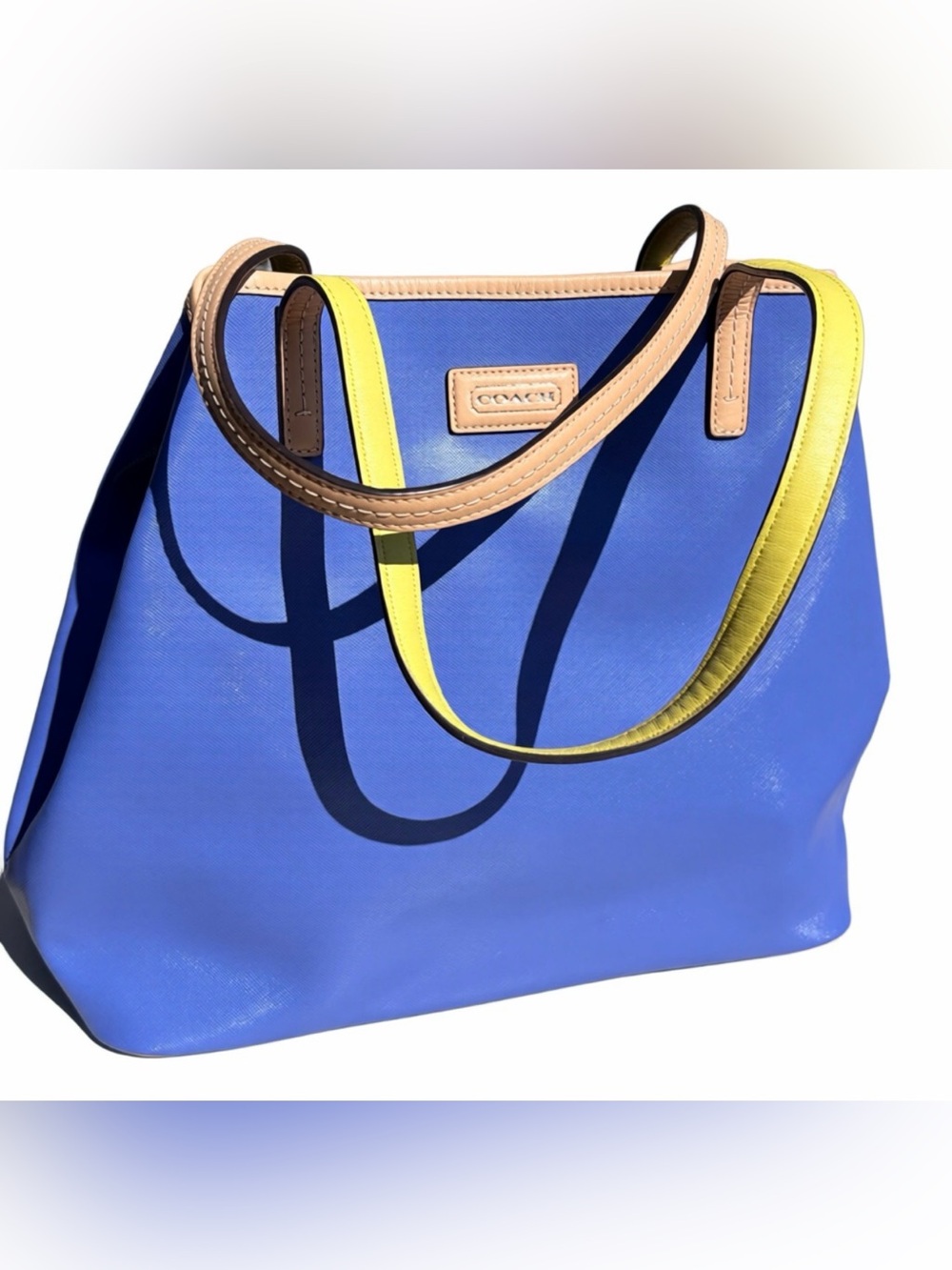 🪻Coach Periwinkle Blue Tote with Chartreuse and Tan Accents🪻